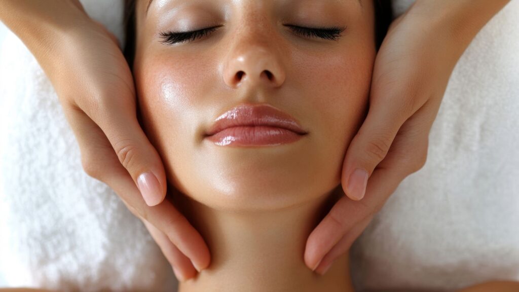 Woman undergoing the 24k gold facial procedure at PureMargins Aesthetic Clinic