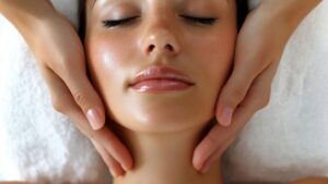 Woman undergoing the 24k gold facial procedure at PureMargins Aesthetic Clinic